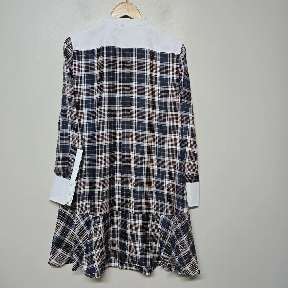 Tory Burch‎ Cora Milano Tartan Plaid Silk Shirt Dress Sz 12 NWT $448